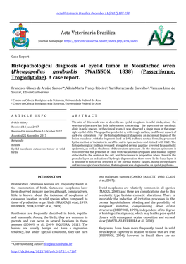 Acta Veterinaria Brasilica Histopathological Diagnosis Of