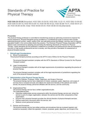 Standards of Practice for Physical Therapy