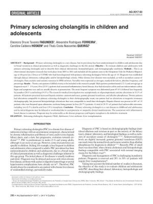 Primary Sclerosing Cholangitis in Children and Adolescents