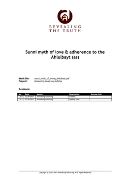 Sunni Myth of Love & Adherence to the Ahlulbayt (As)