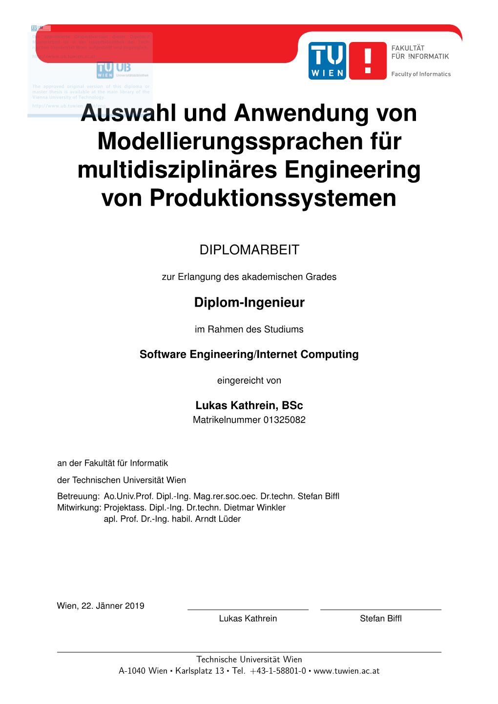 Modeling Language Selection and Application for Multi-Disciplinary Production Systems Engineering