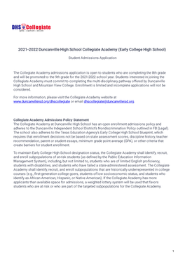 2021-2022 Duncanville High School Collegiate Academy (Early College High School)