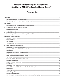 Instructions for Using the Master Game Addition to APBA Pro Baseball Board Game™