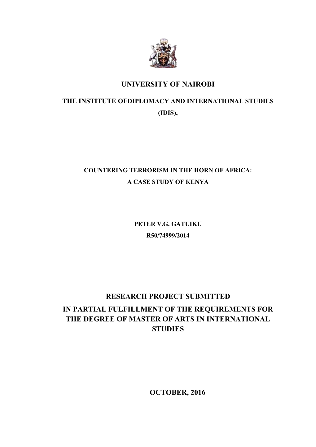 Countering Terrorism in the Horn of Africa: a Case Study of Kenya