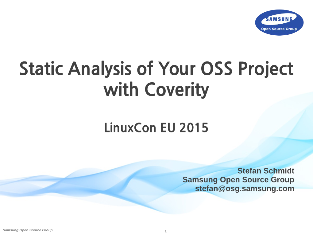 Static Analysis of Your OSS Project with Coverity