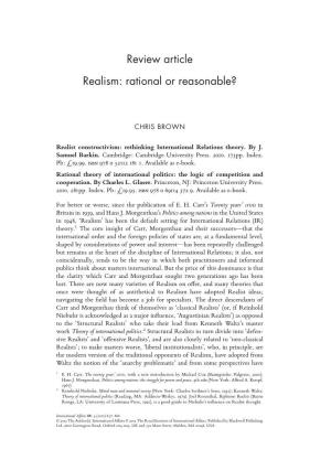 Realism: Rational Or Reasonable?
