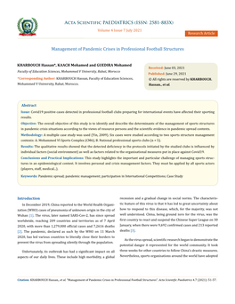 Management of Pandemic Crises in Professional Football Structures