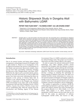 Historic Shipwreck Study in Dongsha Atoll with Bathymetric Lidar