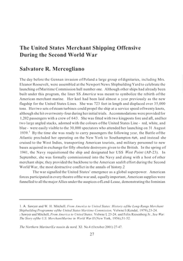 The United States Merchant Shipping Offensive During the Second World War