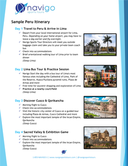 Sample Peru Itinerary