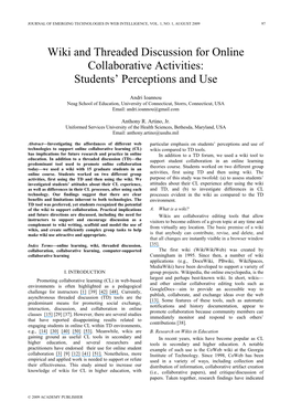 Wiki and Threaded Discussion for Online Collaborative Activities: Students’ Perceptions and Use