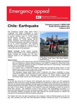 Chile: Earthquake GLIDE EQ-2010-000034-CHL 10 March 2010