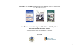 1 Bibliographie Des Monographies Et Articles De Revues Traitant De L'histoire Et Du Patrimoine De La MRC De Deux-Montagnes