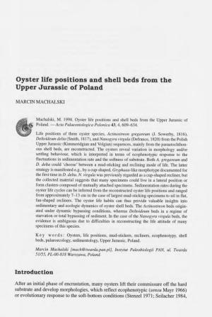 Oyster Life Positions and Shell Beds from the Upper Jurassic of Poland