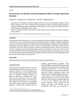 An Overview on Genetic and Environmental Risk of Autism Spectrum Disorder