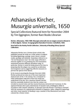 Athanasius Kircher, Musurgia Universalis, 1650 Special Collections Featured Item for November 2004 by Tim Eggington, Former Rare Books Librarian