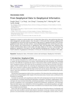 From Geophysical Data to Geophysical Informatics