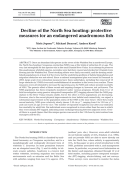 Decline of the North Sea Houting: Protective Measures for an Endangered Anadromous Fish