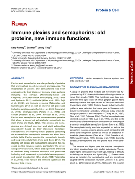 Immune Plexins and Semaphorins: Old Proteins, New Immune Functions