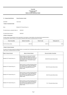 Form 603 Notice of Initial Substantial Holder
