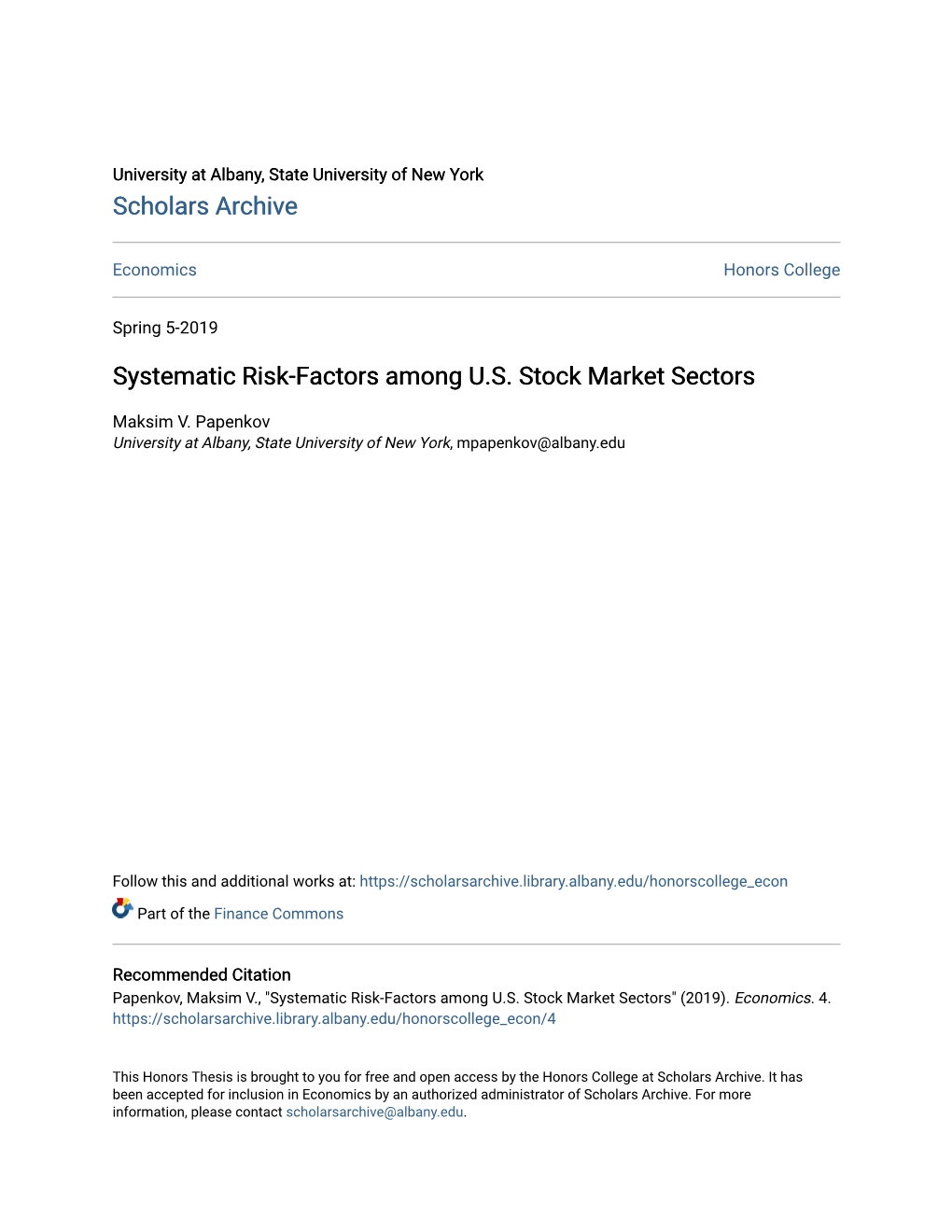 Systematic Risk-Factors Among U.S. Stock Market Sectors