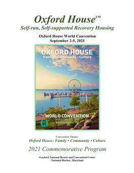 Oxford House World Convention September 2-5, 2021