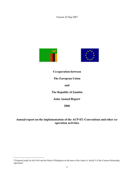 Co-Operation Between the European Union and the Republic of Zambia