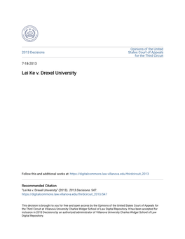 Lei Ke V. Drexel University