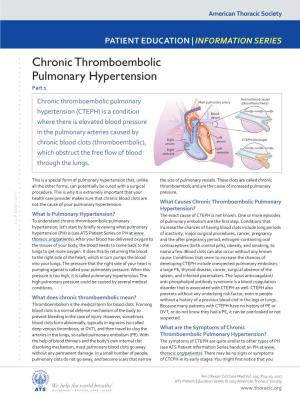 Chronic Thromboembolic Pulmonary Hypertension Part 1