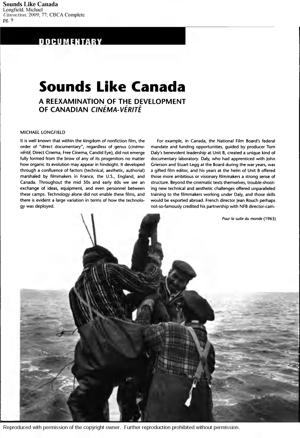 Sounds Like Canada Longfield, Michael Cineaction; 2009; 77; CBCA Complete Pg- 9