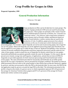 Crop Profile for Grapes in Ohio