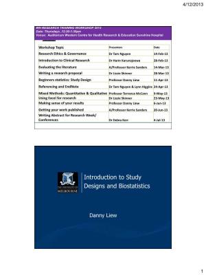 Introduction to Study Designs and Biostatistics