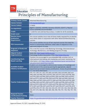 Principles of Manufacturing Standards