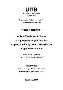 TESIS DOCTORAL Implicación De Ascáridos No Diagnosticables Por