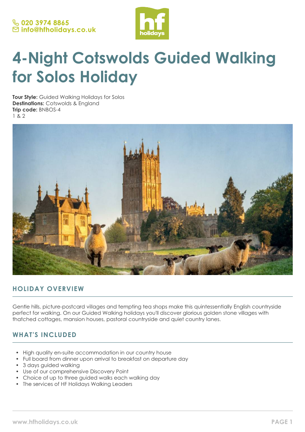 4-Night Cotswolds Guided Walking for Solos Holiday