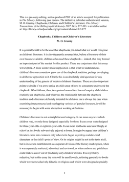 1 This Is a Pre-Copy-Editing, Author-Produced PDF of an Article Accepted for Publication in the Library, Following Peer Review