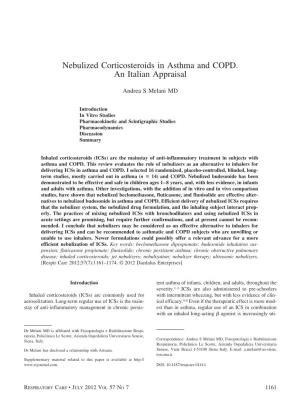 Nebulized Corticosteroids in Asthma and COPD. an Italian Appraisal