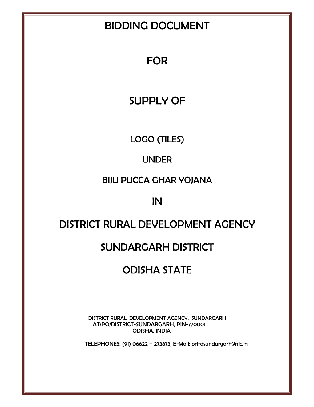 Bidding Document for Supply Of