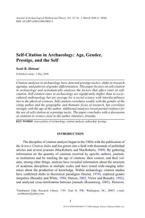 Self-Citation in Archaeology: Age, Gender, Prestige, and the Self