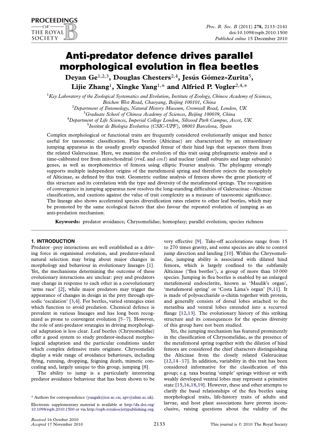 Anti-Predator Defence Drives Parallel Morphological Evolution in Flea