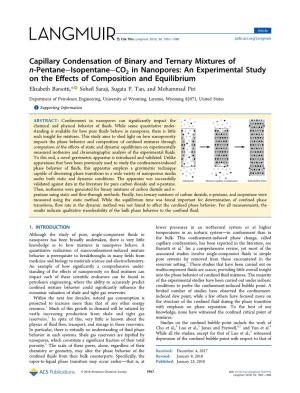 Capillary Condensation of Binary and Ternary Mixtures of N-Pentane