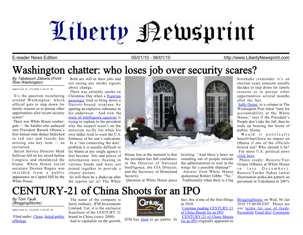 Washington Chatter: Who Loses Job Over Security Scares? CENTURY-21