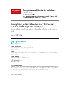 Examples of Industrial and Military Technology Transfer in The
