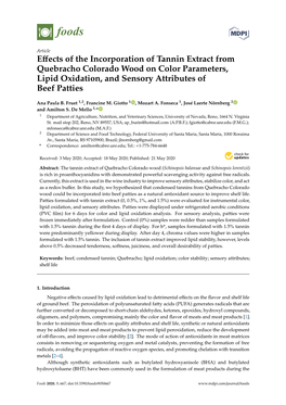 Effects of the Incorporation of Tannin Extract from Quebracho Colorado