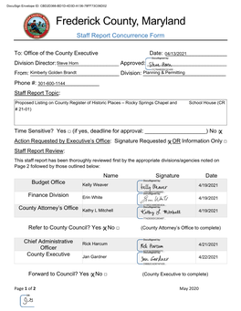 Frederick County, Maryland Staff Report Concurrence Form