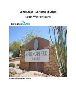 Lend Lease - Springfield Lakes South West Brisbane