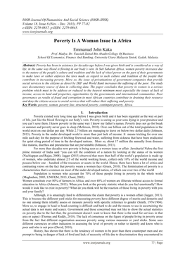Poverty Is a Woman Issue in Africa