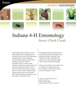 Indiana 4-H Entomology Insect Flash Cards