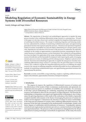 Modeling Regulation of Economic Sustainability in Energy Systems with Diversified Resources
