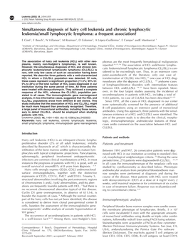 Simultaneous Diagnosis of Hairy Cell Leukemia and Chronic Lymphocytic Leukemia/Small Lymphocytic Lymphoma